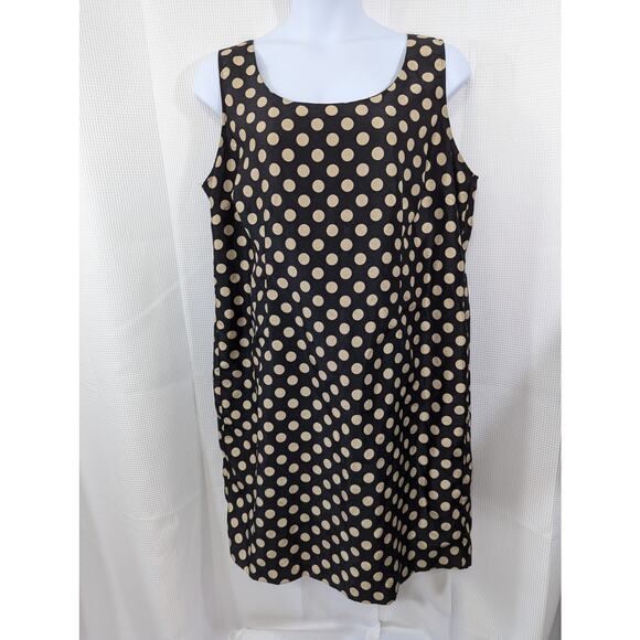 NWOT! DANA KAY! SHANTUNG-LOOK BLACK AND GOLD POLKA DOTTED SHEATH DRESS! SZ 22W - Picture 2 of 9